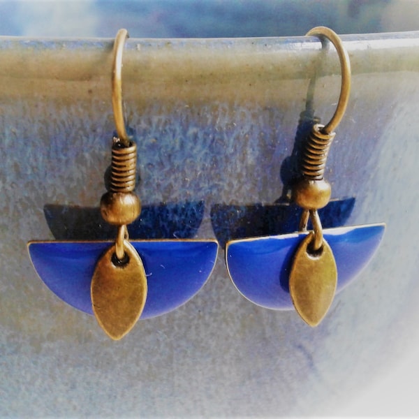 Boucles d'oreilles petites Bleues Modernes-Bijoux Nature-Nepalmashop