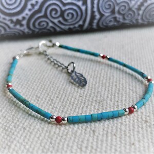 Bracelet Turquoise Argent 925 en Pierres Fines-Bijoux ethniques image 5