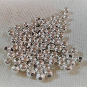 Lot of 100 round silver metal beads 3 mm-Silver beads-Silver spacers-Nepalmashop