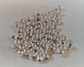 Lot of 100 Round Silver Metal Beads 3 mm - Silver Beads - Silver Spacers - Nepalmashop