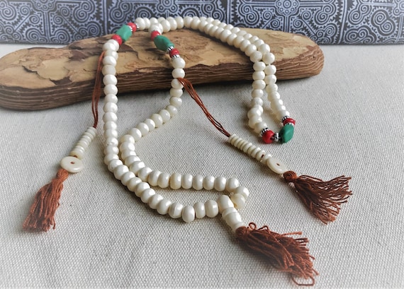 Tibetan Mala Horn rosary Mala Rosary 108 Beads nepalmashop Etsy
