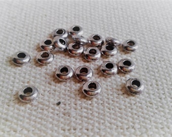 Lot of 20 Beads-Donut Beads-Silver Metal Beads