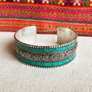 Cuff bracelet Turquoise blue Nepal image 7