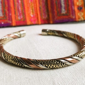 Ethnic cuff bracelet-Nepal Tibet-Men's or Women's bracelet-3 metal jewelry image 3