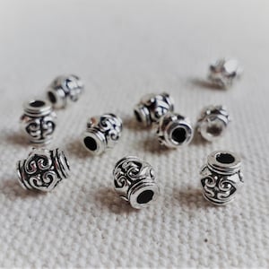 Lote de 10 cuentas étnicas de plata - Cuentas del mundo - Cuentas espaciadoras