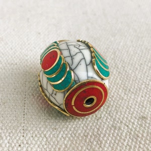 Large Ethnic Stone Pearl-Turquoise Coral-Pearl of the World Creation-Nepalmashop