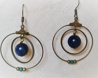 Boucles d'oreilles ethniques Lapis Lazuli aériennes célestes-Bijoux ethniques