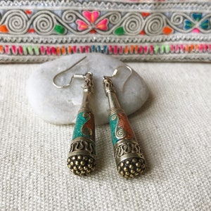Large Ethnic Earrings - Nepal Tibet - Nepalmashop