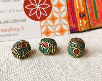 Lot de Perles ethniques-Népal Tibet-Turquoise et Corail-Perles du monde