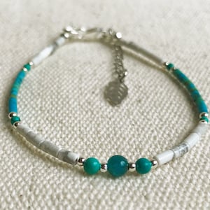 Turquoise Apatite Howlite Bracelet 925 Silver-Precious Stone Jewelry-Creation Nepalmashop