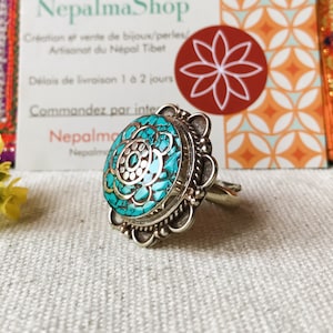 Ethnic Turquoise Ring -Jewelry from Nepal Tibet-Nepalmashop