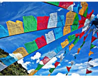 Drapeaux de Prières Tibétains Bouddhistes Coton Grande taille-Artisanat Népal-Nepalmashop