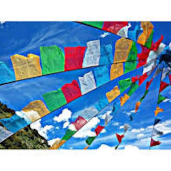 Drapeaux de Prières Tibétains Bouddhistes Coton Grande taille-Artisanat Népal-Nepalmashop