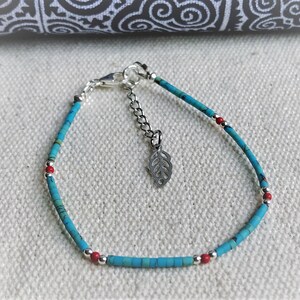 Bracelet Turquoise Argent 925 en Pierres Fines-Bijoux ethniques image 6