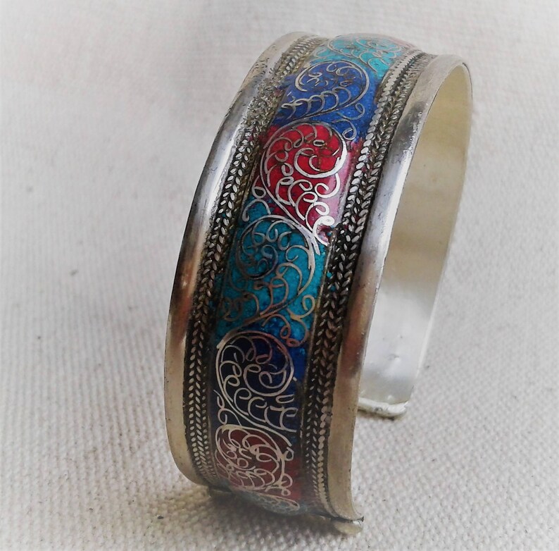 Ethnic cuff bracelet Stone Bracelet Nepal Tibet-Bracelet Cuff Tribal