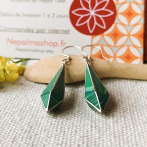 Ethnic earrings- Malachite jewelry-Nepal Tibet Himalaya