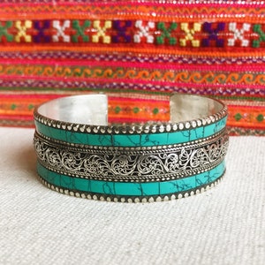 Cuff bracelet Turquoise blue Nepal image 5