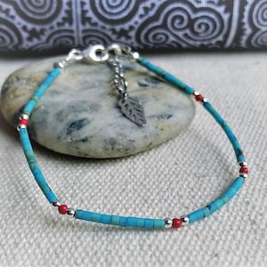 Bracelet Turquoise Argent 925 en Pierres Fines-Bijoux ethniques image 1