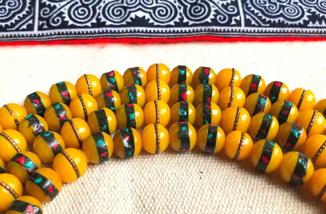 Collier Perles Verre Mosaïque Style Islamique/romain - 30 Perles, Multi-couleur, Neuf Avec étiquette
