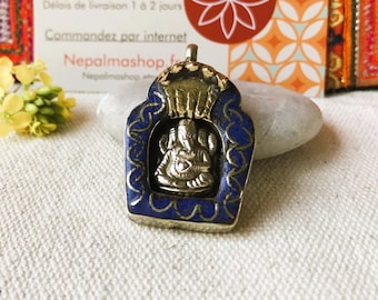 Colgante de amuleto de Ganesh-Joyería de lapislázuli-Nepalmashop