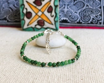 Jade Stone Bracelet in 925 Sterling Silver - Ethnic Jewelry - Elegance - Nepamashop Collection