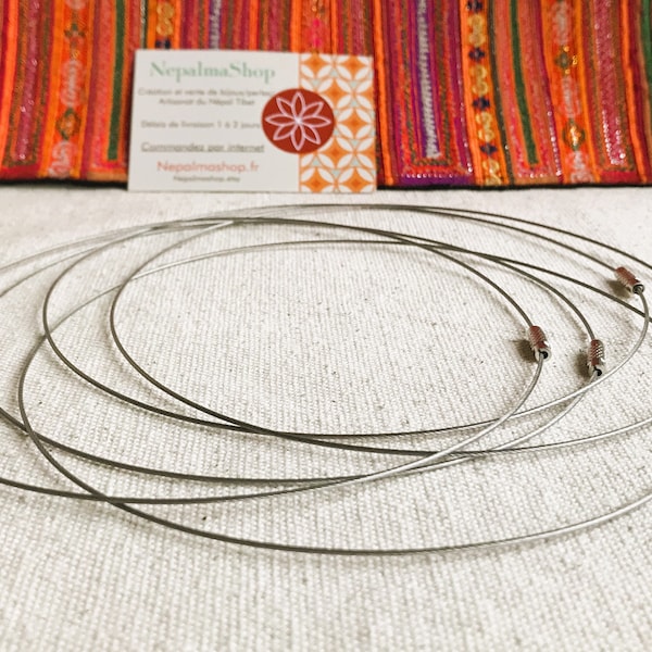 Set of necklaces-silver metal chokers-cable necklace