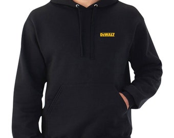 Tools Yellow Logo Embroidered Black Hoodie Contractor Work Handy Man Construction