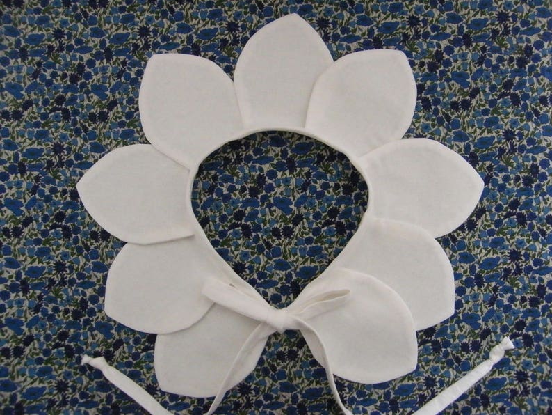 Col pétale coton blanc Oeko-Tex amovible 12 mois 2/4/6/8/10 ans image 1