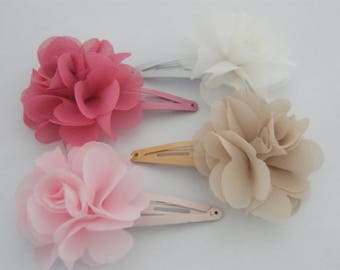 Barrette cérémonie Rose en fleur (au choix Rose fané, Blanc,Rose clair, Sable) Fille