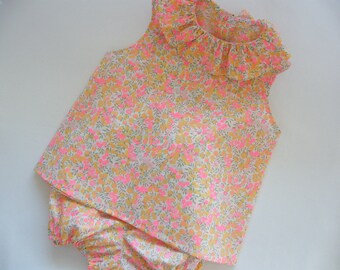 Set Blouse Bloomer LIBERTY Lemon curd birth 1/3/6/12/18 months 2/3/4 years