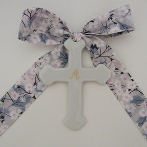 Fine porcelain cross of 7 or 9.5 cm, LIBERTY ribbon of your choice, Capel, Mitsi, Betsy, Wiltshire, Meodow, D'Anjo Photo 5