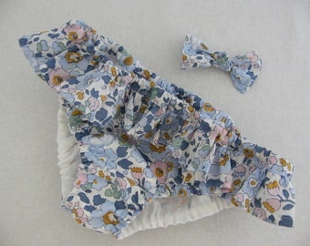 Maillot de bain LIBERTY doublé à volant Betsy denim Barrette crocodile assortie 2/3/4/5/6 ans