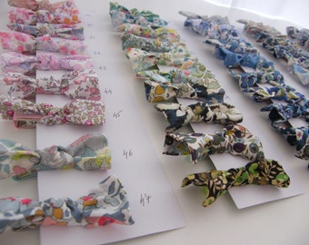 4 Barrettes crocodile LIBERTY, Elastiques, (Betsy, Capel, d'Anjo, Wiltshire, Mitsi, Bozenka) ou cotonnade