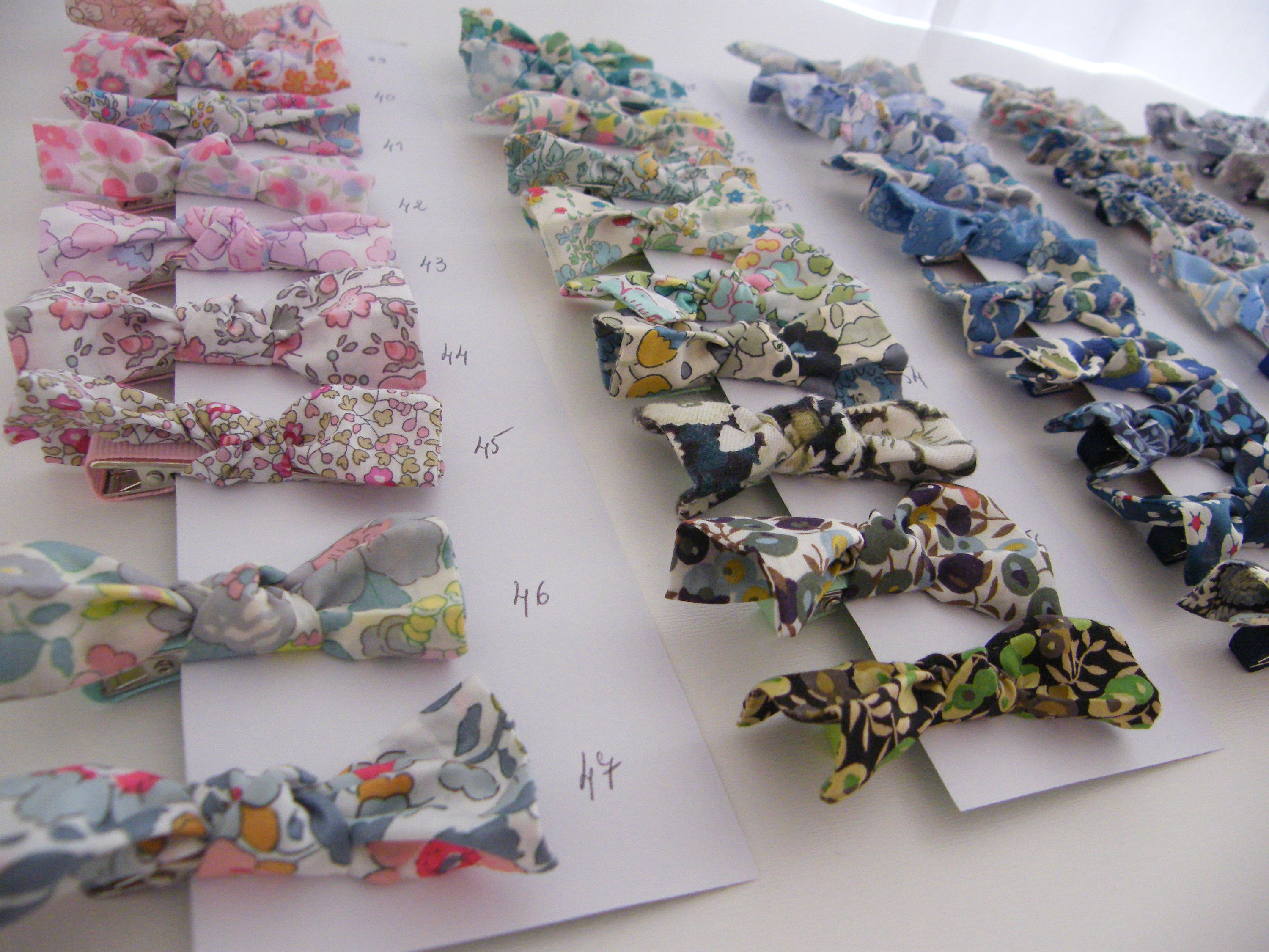 6 Barrettes Liberty, Elastiques, | Betsy, Capel, d'anjo, Wiltshire, Mitsi, Bozenka ou Cotonnade