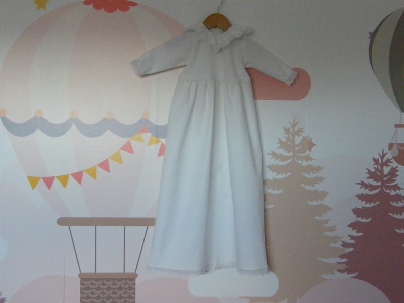 Robe de baptême rétro, Béguin de Baptême, personnalisable, dentelle, cérémonie 1/3/6/12/18 mois 2 ans. image 5