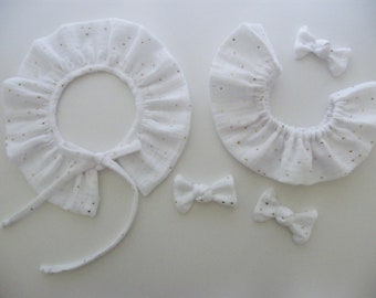 Removable collar, cotton gauze, golden white, 3/6/9/12/18 months 2/3/4/6/8/10 years