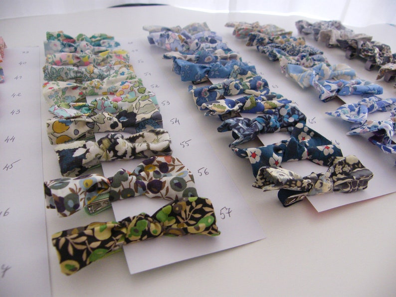 4 Barrettes crocodile LIBERTY, Elastiques, Betsy, Capel, d'Anjo, Wiltshire, Mitsi, Bozenka ou cotonnade image 2