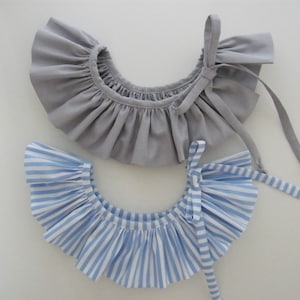 Removable pierrot collar, woman, child, blue striped, light grey, to choose from LIBERTY or cotton image 2