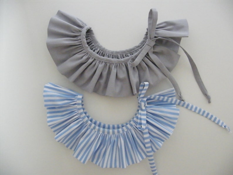 Removable pierrot collar, woman, child, blue striped, light grey, to choose from LIBERTY or cotton image 2