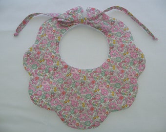 Festoon flower bib LIBERTY D'Anjo, Betsy Ann, Wiltshire, Toy Garden & cotton of your choice Stretchable sponge 3/6/9/12/18 months