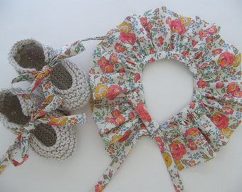 Set Baby Collar and Slippers LIBERTY (choice) Felicity mandarin birth 1/3/6/9 months