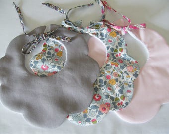 LIBERTY scalloped flower bib & cottons of your choice Indestructible sponge 3/6/9/12/18 months