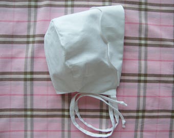 Ceremony bonnet, Oeko-Tex white cotton, birth 1/3/6/12/18 months 2/3 years