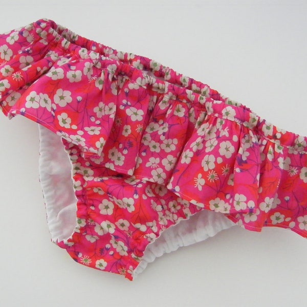 Maillot de bain LIBERTY Mitsi Fuchsia, doublé à volant 12/18 mois  2/3/4/5/6/8/10 ans