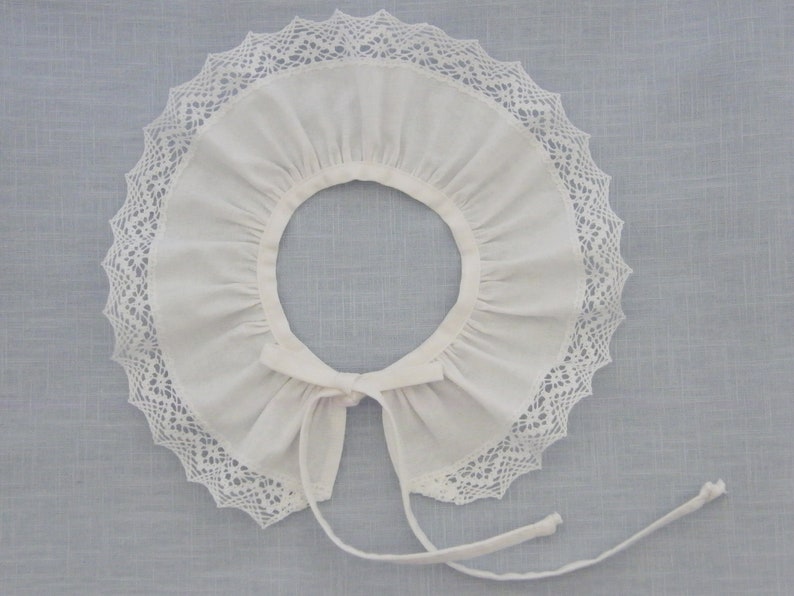 Removable white lace collar, Birth 1/3/6/12/18 Months 2/4/6/8/10 Years image 1