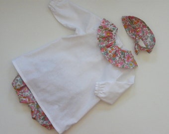 Baby Set LIBERTY Cotton Dress Oeko-Tex White Bloomer Neck Headband Birth 1/3/6/12/18 months 2/3years