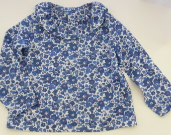 Blouse LIBERTY Betsy lavande 2/3/4/5/6/8/10/12 ans manches longues ou courtes