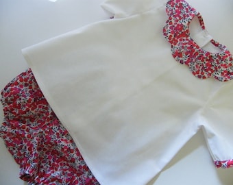 Festoon collar blouse set LIBERTY Wiltshire red Bloomer Crocodile hair clip birth 1/3/6/9/12/18 months 2/3 years