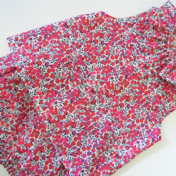 Blusa Bloomer LIBERTY Wiltshire Rojo nacimiento 1/3/6/12/18 meses 2/3/4 años