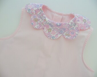 Blouse LIBERTY Betsy rose buvard, coton, sans manches boutons nacre 2/4/6 ans